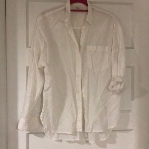 Oversized Madewell white on white polka dot blouse